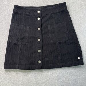 Roxy Black Corduroy Skirt Women's M Button Front Pockets Surf Skate Style